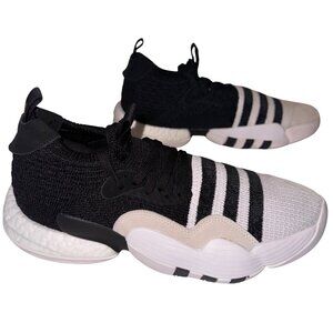 Mens Sneakers Size 9.5 Adidas Trae Young 2.0 Basketball Knit Upper Black/White